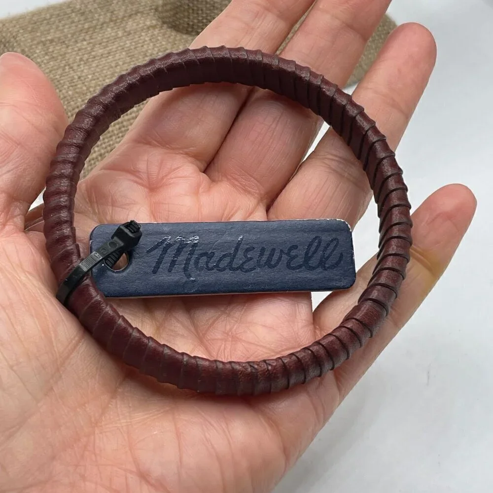 NWT Madewell Brown Genuine All-Leather Wrapped Bangle Bracelet